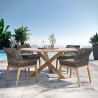 Modway Wellspring 5-Piece Outdoor Patio Teak Wood Dining Set in Gray Graphite - Lifestyle