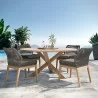 Modway Wellspring 5-Piece Outdoor Patio Teak Wood Dining Set in Gray Graphite - Lifestyle - Modway Wellspring 5-Piece Outdoor Patio Teak Wood Dining Set in Gray Graphite - Lifestyle