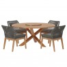Modway Wellspring 5-Piece Outdoor Patio Teak Wood Dining Set in Gray Graphite - Set in Front Angle