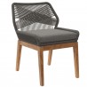Modway Wellspring 5-Piece Outdoor Patio Teak Wood Dining Set in Gray Graphite - Chair in Front Side Angle