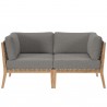 Modway Clearwater Outdoor Patio Teak Wood Loveseat in Gray Graphite - Front Angle