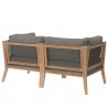 Modway Clearwater Outdoor Patio Teak Wood Loveseat in Gray Graphite - Back Side Angle