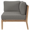 Modway Clearwater Outdoor Patio Teak Wood Loveseat in Gray Graphite - Corner Chair in Side Angle