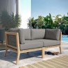 Modway Clearwater Outdoor Patio Teak Wood Loveseat in Gray Graphite - Lifestyle