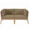 Modway Clearwater Outdoor Patio Teak Wood Loveseat in Gray Light Brown - Front Angle