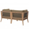 Modway Clearwater Outdoor Patio Teak Wood Loveseat in Gray Light Brown - Back Side Angle