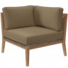Modway Clearwater Outdoor Patio Teak Wood Loveseat in Gray Light Brown - Corner Chair in Front Angle