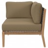Modway Clearwater Outdoor Patio Teak Wood Loveseat in Gray Light Brown - Corner Chair in Side Angle