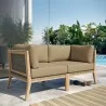 Modway Clearwater Outdoor Patio Teak Wood Loveseat in Gray Light Brown - Lifestyle - Modway Clearwater Outdoor Patio Teak Wood Loveseat in Gray Light Brown - Lifestyle