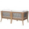 Modway Clearwater Outdoor Patio Teak Wood Loveseat in Gray White - Back Side Angle