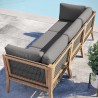 Modway Clearwater Outdoor Patio Teak Wood Sofa in Gray Graphite - Lifestyle