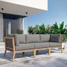 Modway Clearwater Outdoor Patio Teak Wood Sofa in Gray Graphite - Lifestyle