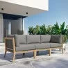 Modway Clearwater Outdoor Patio Teak Wood Sofa in Gray Graphite - Lifestyle - Modway Clearwater Outdoor Patio Teak Wood Sofa in Gray Graphite - Lifestyle