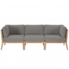 Modway Clearwater Outdoor Patio Teak Wood Sofa in Gray Graphite - Front Angle
