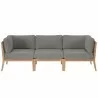 Modway Clearwater Outdoor Patio Teak Wood Sofa in Gray Graphite - Front Angle - Modway Clearwater Outdoor Patio Teak Wood Sofa in Gray Graphite - Front Angle