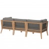 Modway Clearwater Outdoor Patio Teak Wood Sofa in Gray Graphite - Back Side Angle