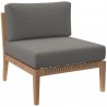 Modway Clearwater Outdoor Patio Teak Wood Sofa in Gray Graphite - Armless Chair in Front Side Angle