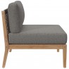 Modway Clearwater Outdoor Patio Teak Wood Sofa in Gray Graphite - Armless Chair in Side Angle