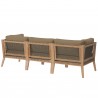 Modway Clearwater Outdoor Patio Teak Wood Sofa in Gray Light Brown - Back Side Angle