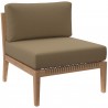 Modway Clearwater Outdoor Patio Teak Wood Sofa in Gray Light Brown - Armless Chair in Front Side Angle