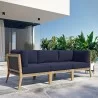 Modway Clearwater Outdoor Patio Teak Wood Sofa in Gray Navy - Lifestyle - Modway Clearwater Outdoor Patio Teak Wood Sofa in Gray Navy - Lifestyle