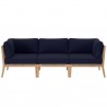 Modway Clearwater Outdoor Patio Teak Wood Sofa in Gray Navy - Front Angle