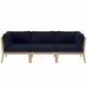 Modway Clearwater Outdoor Patio Teak Wood Sofa in Gray Navy - Front Angle - Modway Clearwater Outdoor Patio Teak Wood Sofa in Gray Navy - Front Angle