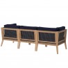 Modway Clearwater Outdoor Patio Teak Wood Sofa in Gray Navy - Back Side Angle