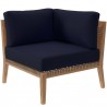 Modway Clearwater Outdoor Patio Teak Wood Sofa in Gray Navy - Corner Chair in Front Angle