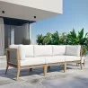 Modway Clearwater Outdoor Patio Teak Wood Sofa in Gray White - Lifestyle - Modway Clearwater Outdoor Patio Teak Wood Sofa in Gray White - Lifestyle
