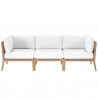 Modway Clearwater Outdoor Patio Teak Wood Sofa in Gray White - Front Angle