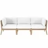 Modway Clearwater Outdoor Patio Teak Wood Sofa in Gray White - Front Angle - Modway Clearwater Outdoor Patio Teak Wood Sofa in Gray White - Front Angle