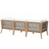 Modway Clearwater Outdoor Patio Teak Wood Sofa in Gray White - Back Side Angle