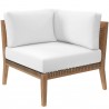 Modway Clearwater Outdoor Patio Teak Wood Sofa in Gray White - Corner Chair in Front Angle