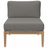 Modway Clearwater Outdoor Patio Teak Wood 4-Piece Sectional Sofa - Gray Graphite - Armless Chair in Front Angle
