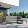 Modway Clearwater Outdoor Patio Teak Wood 4-Piece Sectional Sofa - Gray Graphite - Lifestyle - Modway Clearwater Outdoor Patio Teak Wood 4-Piece Sectional Sofa - Gray Graphite - Lifestyle