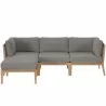 Modway Clearwater Outdoor Patio Teak Wood 4-Piece Sectional Sofa - Gray Graphite - Set in Front Angle - Modway Clearwater Outdoor Patio Teak Wood 4-Piece Sectional Sofa - Gray Graphite - Set in Front Angle