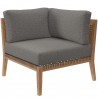 Modway Clearwater Outdoor Patio Teak Wood 4-Piece Sectional Sofa - Gray Graphite - Corner Chair in Front Angle