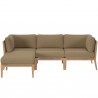 Modway Clearwater Outdoor Patio Teak Wood 4-Piece Sectional Sofa in Gray Light Brown - Set in Front Angle