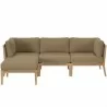 Modway Clearwater Outdoor Patio Teak Wood 4-Piece Sectional Sofa in Gray Light Brown - Set in Front Angle - Modway Clearwater Outdoor Patio Teak Wood 4-Piece Sectional Sofa in Gray Light Brown - Set in Front Angle