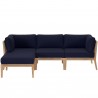Modway Clearwater Outdoor Patio Teak Wood 4-Piece Sectional Sofa in Gray Navy - Set in Front Angle