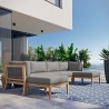 Modway Clearwater Outdoor Patio Teak Wood 6-Piece Sectional Sofa - Gray Graphite - Lifestyle