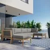Modway Clearwater Outdoor Patio Teak Wood 6-Piece Sectional Sofa - Gray Graphite - Lifestyle - Modway Clearwater Outdoor Patio Teak Wood 6-Piece Sectional Sofa - Gray Graphite - Lifestyle