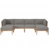 Modway Clearwater Outdoor Patio Teak Wood 6-Piece Sectional Sofa - Gray Graphite - Set in Front Angle