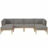 Modway Clearwater Outdoor Patio Teak Wood 6-Piece Sectional Sofa - Gray Graphite - Set in Front Angle - Modway Clearwater Outdoor Patio Teak Wood 6-Piece Sectional Sofa - Gray Graphite - Set in Front Angle