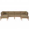 Modway Clearwater Outdoor Patio Teak Wood 6-Piece Sectional Sofa - Light Brown - Set in Front Angle