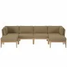 Modway Clearwater Outdoor Patio Teak Wood 6-Piece Sectional Sofa - Light Brown - Set in Front Angle - Modway Clearwater Outdoor Patio Teak Wood 6-Piece Sectional Sofa - Light Brown - Set in Front Angle
