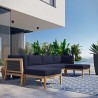 Modway Brisbane 3-Piece Teak Wood Outdoor Patio Set - Natural Light Brown - Lifestyle