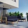 Modway Brisbane 3-Piece Teak Wood Outdoor Patio Set - Natural Light Brown - Lifestyle - Modway Brisbane 3-Piece Teak Wood Outdoor Patio Set - Natural Light Brown - Lifestyle