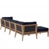 Modway Brisbane 3-Piece Teak Wood Outdoor Patio Set - Natural Light Brown - Set in Back Side Angle